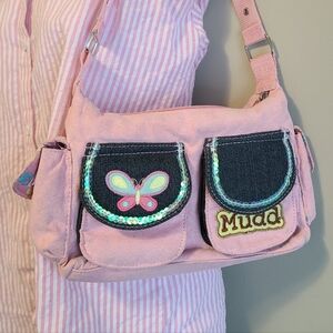 Mudd Pink Shoulder Bag with Embroidered Butterfly